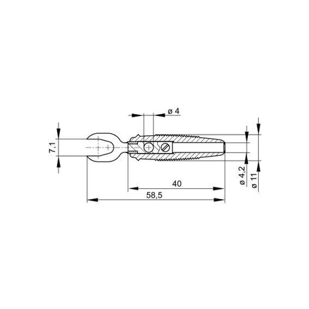 Widełki kablowe rozwarcie 7.1mm, z otworem poprzecznym 4mm, czerwony