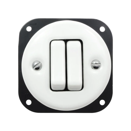 Włącznik żaluzjowy ceramiczny, okrągły z ramką, podtynkowy biały Ceramic Loft