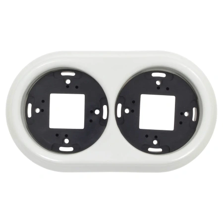 Ramka ceramiczna podwójna biała do włączników i gniazd natynkowych Ceramic Loft