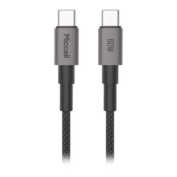 Kabel USB-C - USB-C, 60 W, 1,2 m, czarny, Miccell, MIC-003759