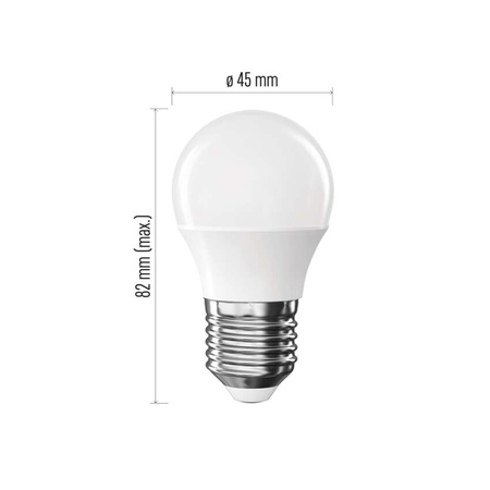 Żarówka LED E27 kulka Mini Globe, 5,5 W, odpowiednik 40 W, ciepła biel, 470 lm, EMOS ZAR-E-ZL6F22