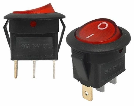 Przełącznik klawiszowy DC12V czerwony, podświetlany