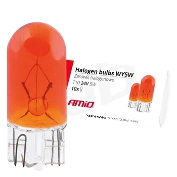 Żarówka samochodowa halogenowa 24V WY5W T10 5W W2.1x9.5d AMBER AMIO-01001