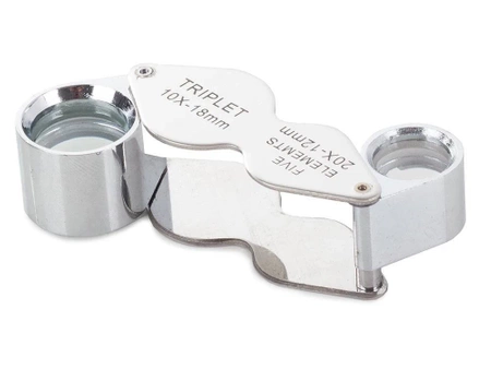 Składana lupa jubilerska kieszonkowa10x 20x stalowa