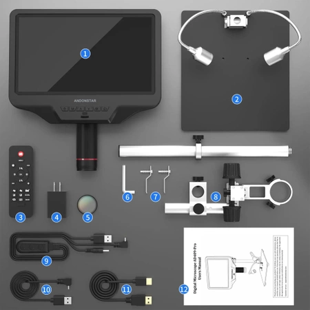 Profesjonalny mikroskop do lutowania SMD i serwisu GSM, ekran IPS 10,1″, HDMI 4K – Andonstar AD409Pro