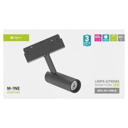 Reflektor szynowy magnetyczny 10W 800lm 4000K czarny M-LINE