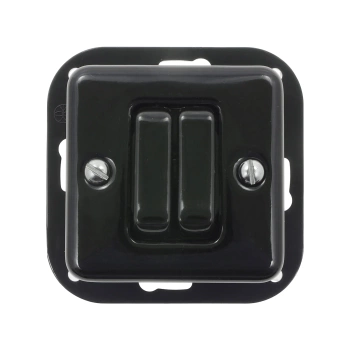 Włącznik światła podwójny ceramiczny, kwadratowy podtynkowy czarny Ceramic Loft