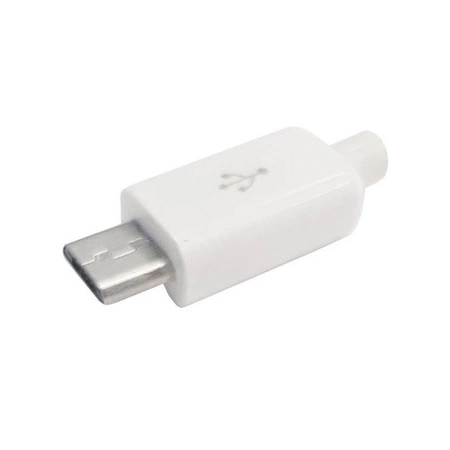 Wtyk micro USB B, do montażu na przewodzie, biały