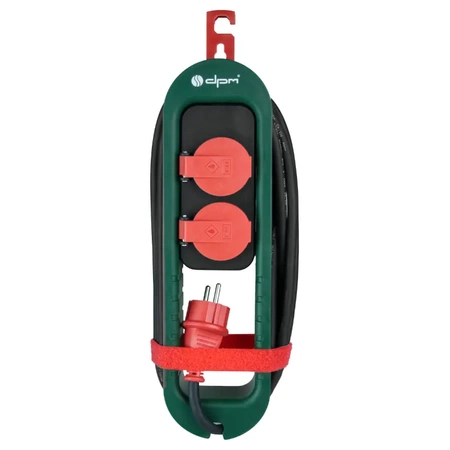 Przedłużacz, 2 gniazda, IP44, 4.2m, 3G1.5 mm2, 16A 3680W, zielono-czerwony