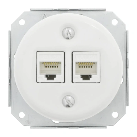 Gniazdo Ethernet Cat6 x2 ceramiczne białe okrągłe Ceramic Loft