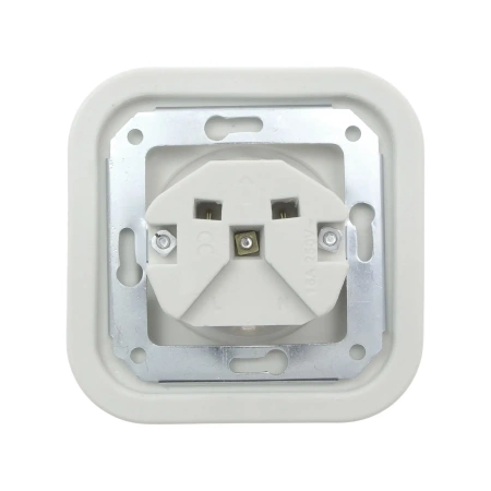 Gniazdo elektryczne Schuko ceramiczne kwadratowe z ramką, montaż podtynkowy, kolor biały Ceramic Loft