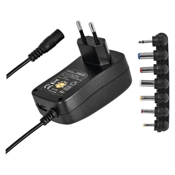 Zasilacz impulsowy 3V - 4.5V - 5V - 6V - 7.5V - 9V - 12V uniwersalny 1A z zestawem wtyków i USB, EMOS N3111