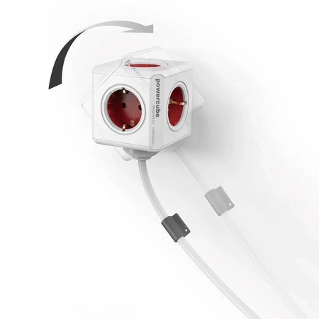 PowerCube Extended, rozgałęźnik 5 gniazd na przewodzie 1.5m, czerwony