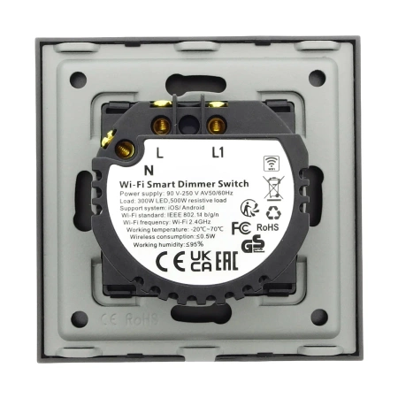 Ściemniacz dotykowy szklany 600W - sterowanie WiFi + Bluetooth - czarny - Tawoia Smart Home