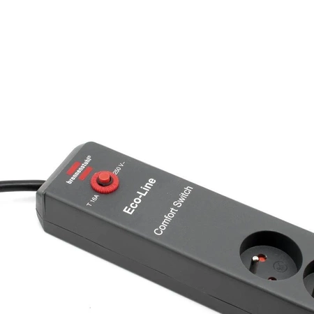 Listwa zasilająca 6 gniazd, przewód 2 m, 16 A, 3G1,5, bezpiecznik, czarna, Brennenstuhl Eco-Line Comfort Switch