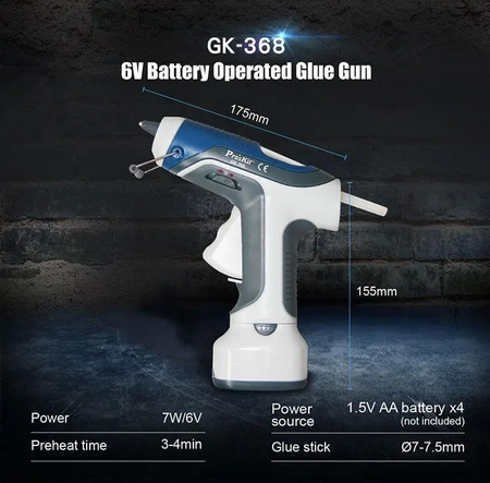 Pistolet do kleju na gorąco Proskit GK-368 bezprzewodowy, sztyfty 7mm