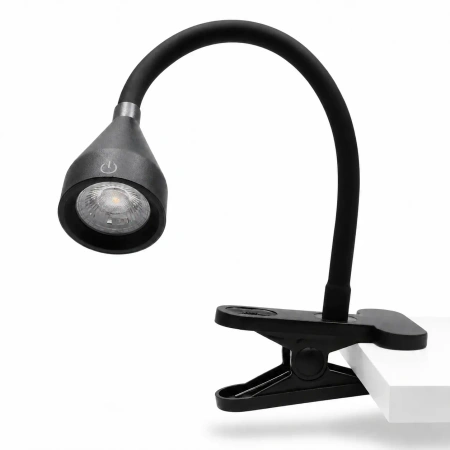 Lampka LED z klipsem i regulacją jasności, 4 W, 320 lm, 4000 K, czarna