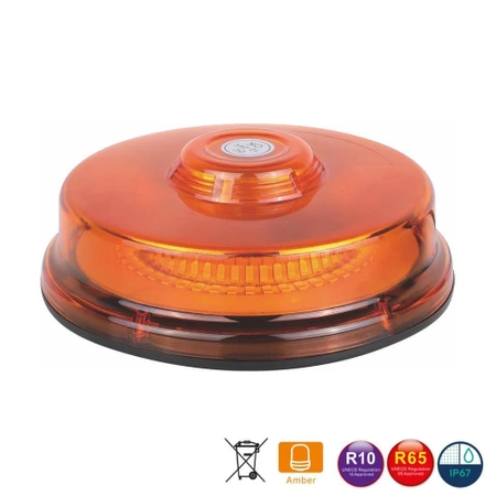Lampa ostrzegawcza LED do pojazdu, UFO2, 22W, 48 LED, światło pomarańczowe, magnes, R65 R10, ALR0077