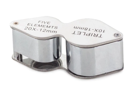 Składana lupa jubilerska kieszonkowa10x 20x stalowa