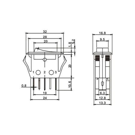 Włącznik ON-OFF 10A z podświetlaniem 230V, czerwony