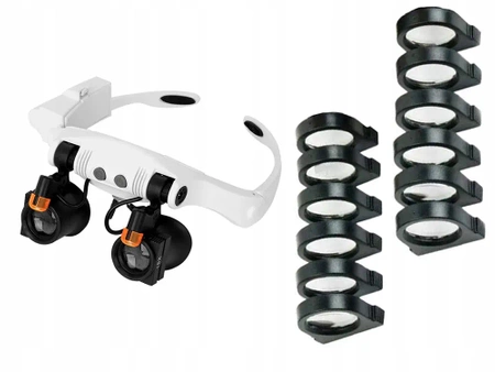 Lupa nagłowna, okulary zegarmistrzowskie, powiększenie 25x, 20 diod LED