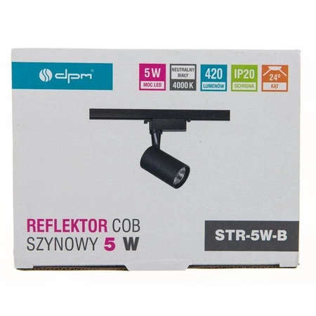 Reflektor szynowy LED 5W, 497lm, 4100K, czarny