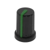 Gałka do potencjometru na oś 6mm - 13x17mm - czarna, zielony znacznik - N-9