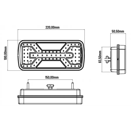 Lampa tylna LED do przyczepy, X-SPIDER 1, 5 funkcji: pozycyjne, kierunkowskaz, przeciwmgielne, stop, odblask, L2424