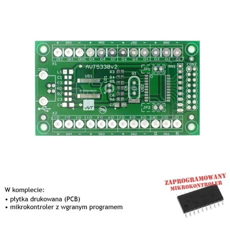 Rejestrator temperatury 8-kanałowy USB z 2 czujnikami DS18B20 - KIT AVT 5330