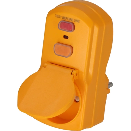 Przejściówka z wyłącznikiem różnicowoprądowym wtyk - gniazdo 230V 16A IP54