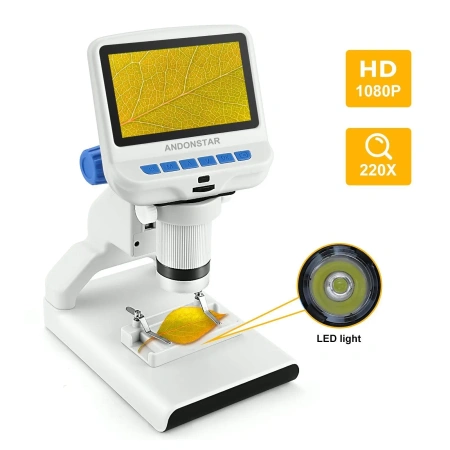 Mikroskop cyfrowy edukacyjny AD102 Andonstar - powiekszenie do 220x, 4.3 cala LCD, Full HD, zasilanie z USB