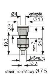 Gniazdo izolowane 4mm M6 lutowane zielone
