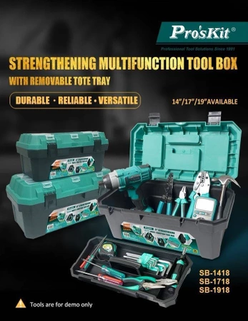 Skrzynka narzędziowa z mocnego polipropylenu, organizer 19 cali, max 25kg, Proskit SB1918