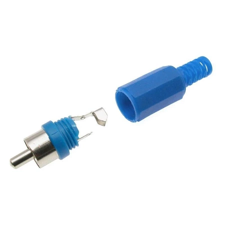 Wtyk RCA niebieski, plastik