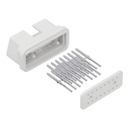 Złącze OBD męskie z pinami i blokadą przewodów, ABS, jasnoszare, Kradex ZOBD CAP PLUG J