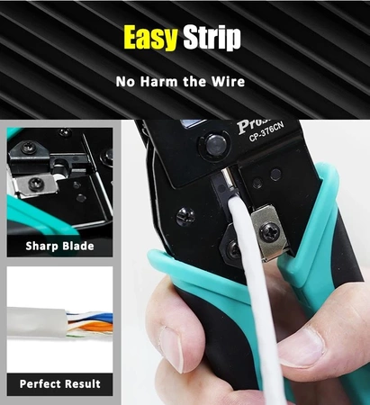 Zaciskarka RJ45 do wtyków 8/6 pin, kat 5/6, Proskit CP-376CN