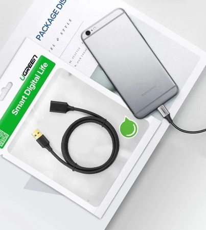 Przedłużacz USB 3.0 A-A, wtyk – gniazdo, 3 m, 5 Gb/s, pozłacane styki, UGREEN US129