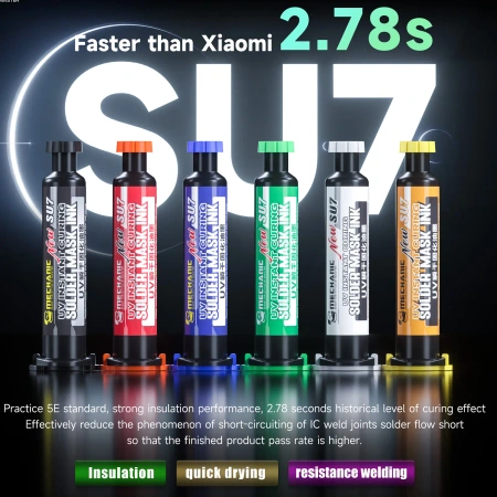 Soldermaska UV SU7, czarna, do napraw PCB, 10 ml, Mechanic