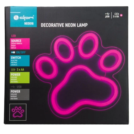 Neon LED "łapa", dekoracja LED 25x22cm zasilanie z baterii lub USB
