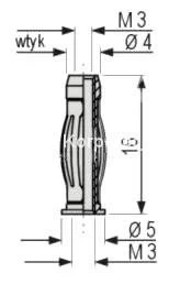 Adapter - wtyk nieizolowany 4mm z wewnętrznym gwintem M3