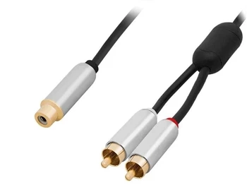 Kabel gniazdo RCA - 2x wtyk RCA, rozgałęziacz 15cm