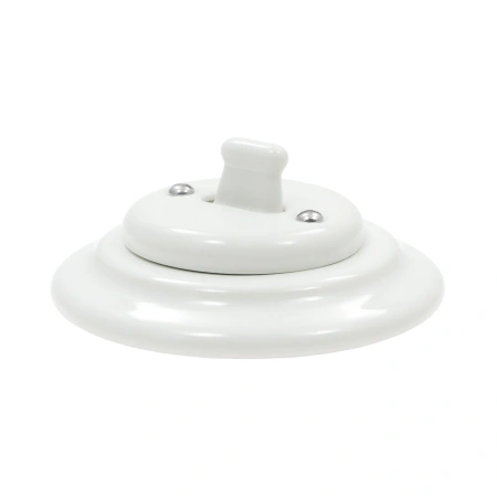 Włącznik pojedynczy dwubiegunowy dźwigniowy, okrągły z ramką, biały, Ceramic Loft