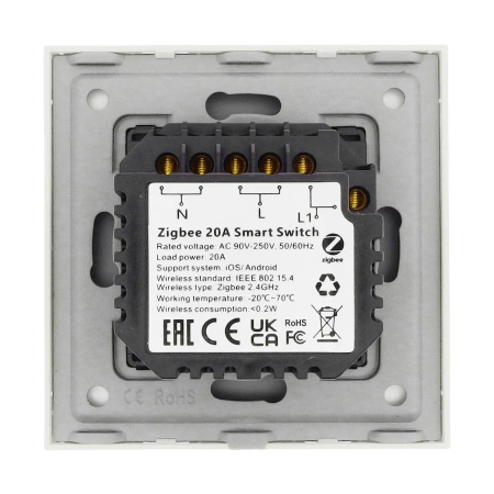 Włącznik pojedynczy Smart 4600W ZigBee - dotykowy szklany panel biały - podtynkowy - TAWOIA Smart Home