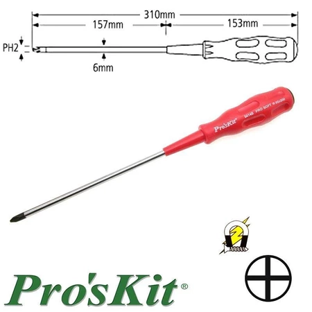 Wkrętak krzyżakowy PH2 Pro-Soft 310 mm, magnetyczny, ProsKit 89414B