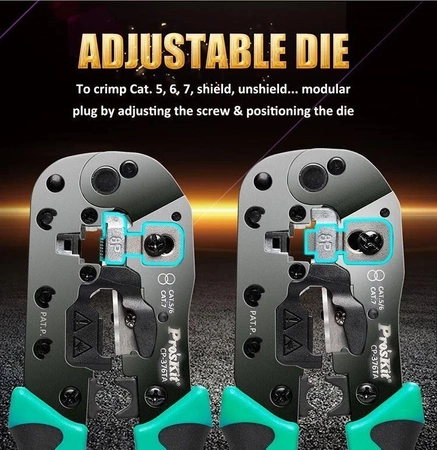 Zaciskarka RJ45 do wtyków 8 pin kat.5/6/7, Proskit CP-376TA