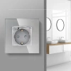 Gniazdo elektryczne pojedyncze Schuko - szklana ramka - szare - Tawoia Glass