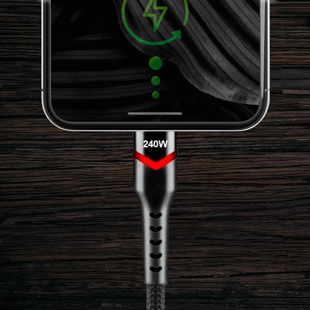 Kabel USB C-C 240W Power Delivery LED 2m – everActive CBB-2PDRS, szybkie ładowanie 5A/48V z RGB