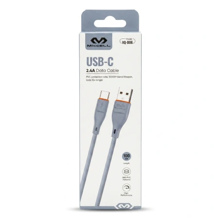 Kabel USB-A - USB-C, 2,4 A, 1 m, niebieski, Miccell, MIC-004038