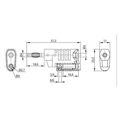 Wtyk izolowany 4mm z gniazdem 4mm do połączeń wieżowych, przykręcany, czerwony
