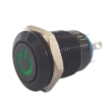 Przycisk wandaloodporny czarny "POWER" chwilowy 2A 250V klawisz płaski, podśw zielone 12V